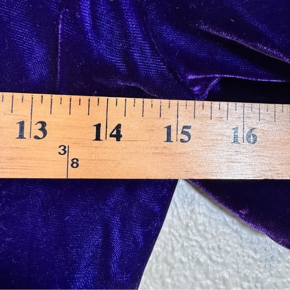 Vintage 80s Purple Velvet Puff Sleeve Mini Dress Womens 8 Fall Prom Formal Retro